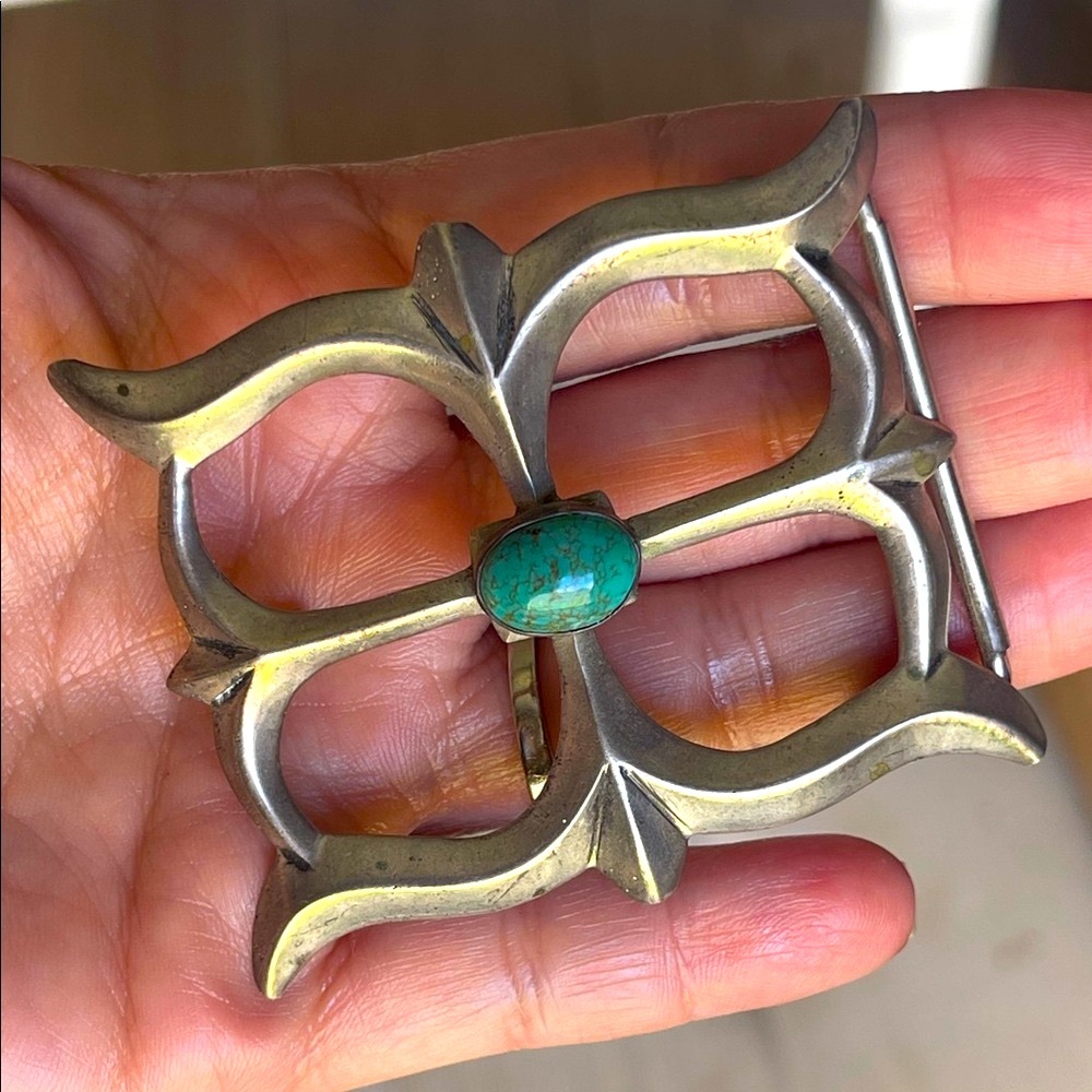 native American Vintage Sterling Silver and turquoise Buckle